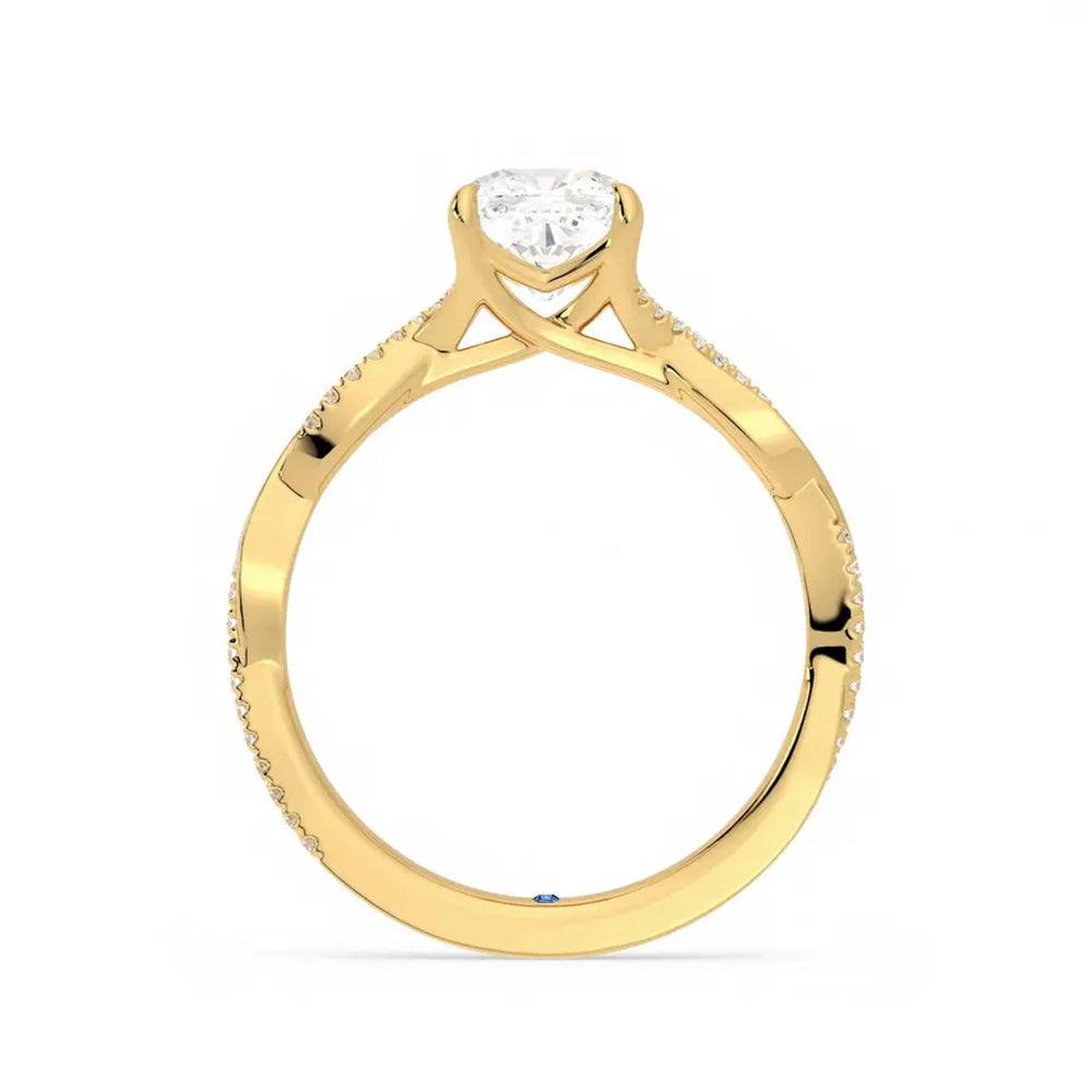 Twisted Band Cushion Cut Moissanite Engagement Ring with Hidden Anniversary Stone Accent - Elegant Wedding Jewelry for Proposals, Anniversaries & Special Occasions