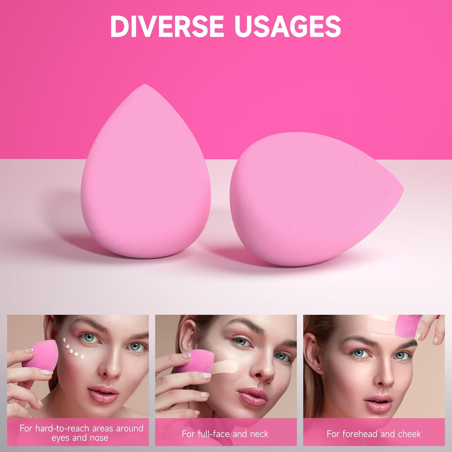 FACEMADE 6 Pcs Makeup Sponges Set - Latex Free Beauty Blenders for Liquid Foundation & Concealer - Multiple Colors - Perfect for Flawless Makeup Application & Blending