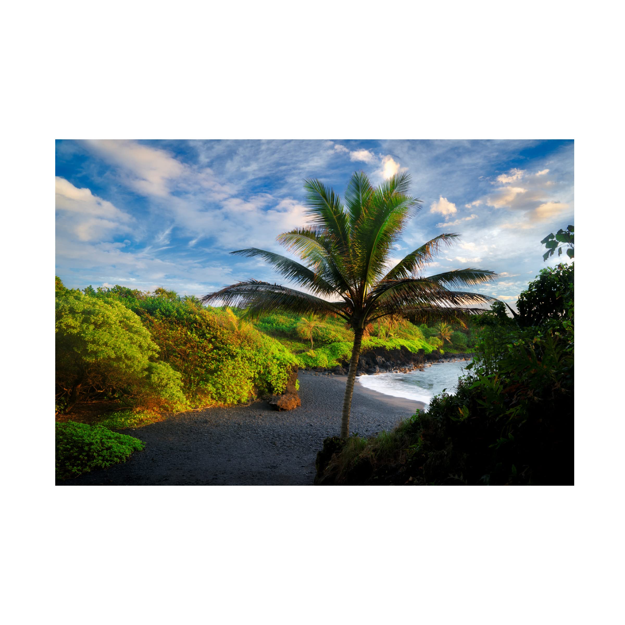 Dennis Frates 'Black Sand Beach 1' Canvas Wall Art Print - Modern Coastal Home Decor for Living Room, Bedroom & Office
