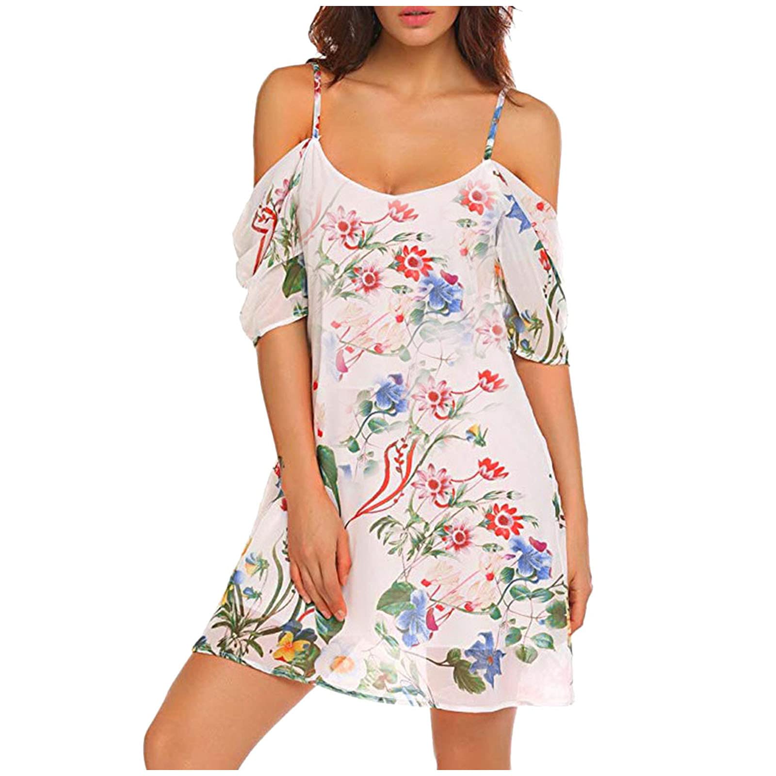 Boho Floral Swim Dress for Women - Trendy Long Beach Cover Up, Casual Graphic Swimwear - Perfect for Pool Parties, Vacations & Summer Getaways