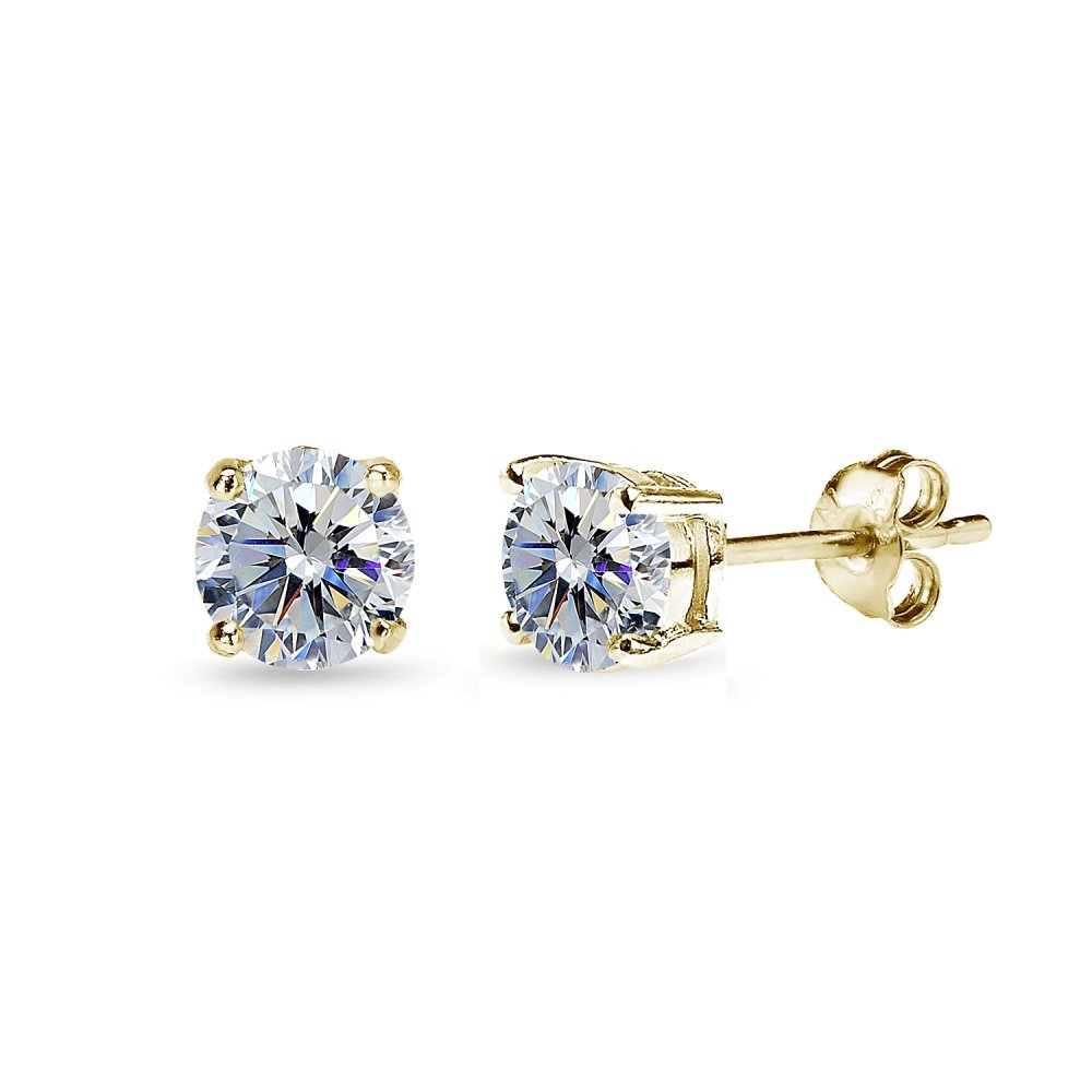 14K Gold Stud Earrings for Women & Men - 5mm Round Birthstone Crystal Earrings (Gift Box Included) | Perfect for Everyday Wear, Gifts, Anniversaries & Special Occasions