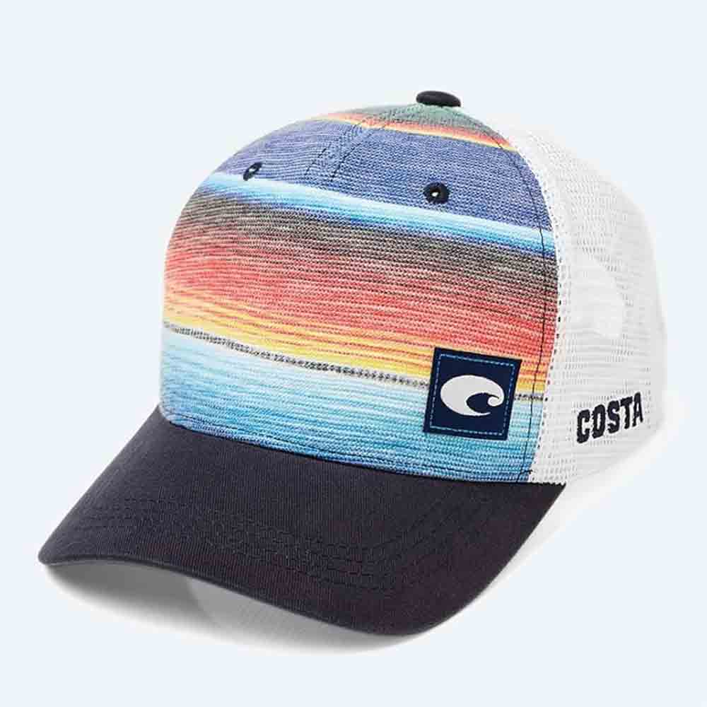 Costa Baja Stripe Trucker Hat for Men & Women - Adjustable Snapback Baseball Cap - Summer Beach Outdoor Fashion Accessory for Hiking, Travel, and Casual Wear