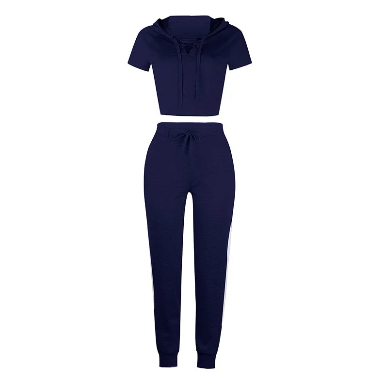 Women's Yoga Set - Gym Fashion Fitness Tracksuit with Hooded T-Shirt & Jogging Pants (S-2XL) | Perfect for Yoga, Workouts & Casual Wear