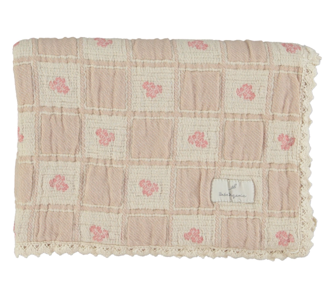 BEBE ORGANIC BLOOMS Patchwork Baby Blanket - Soft & Hypoallergenic Organic Cotton - Perfect for Nursery, Stroller & Photo Shoots (One Size)