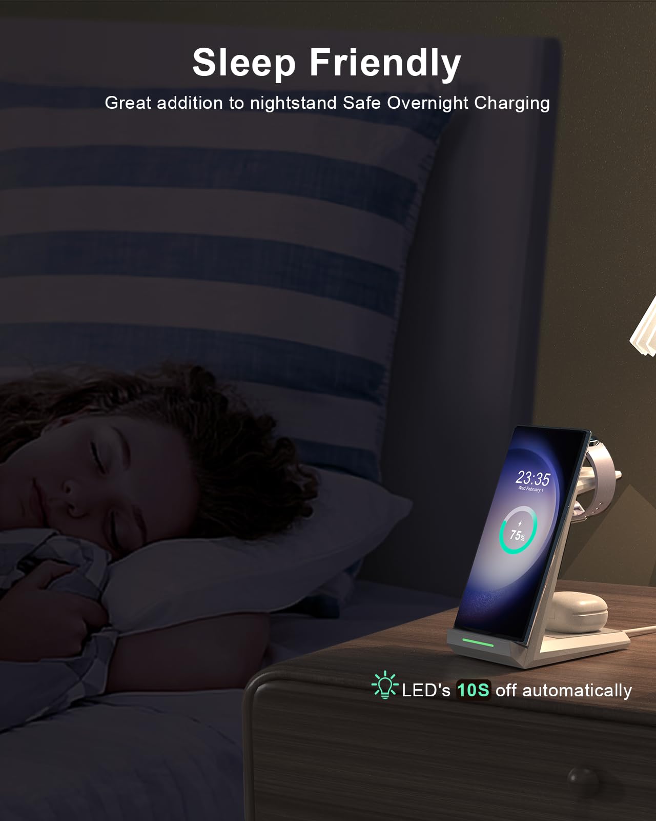 ADADPU 3-in-1 Wireless Charging Station for Samsung - Fast Charger Dock for Galaxy S24 Ultra/S23/S22/S21 FE/Z Flip 5/Fold 4, Galaxy Buds 2/Pro, Galaxy Watch 6/5/4 - Perfect for Home, Office & Travel