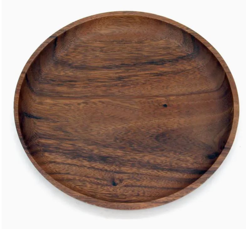 Premium Acacia Wood Dinner Plates - Natural Wooden Plates for Home Dining, Restaurants & Outdoor Picnics - Eco-Friendly & Durable Serving Dishes