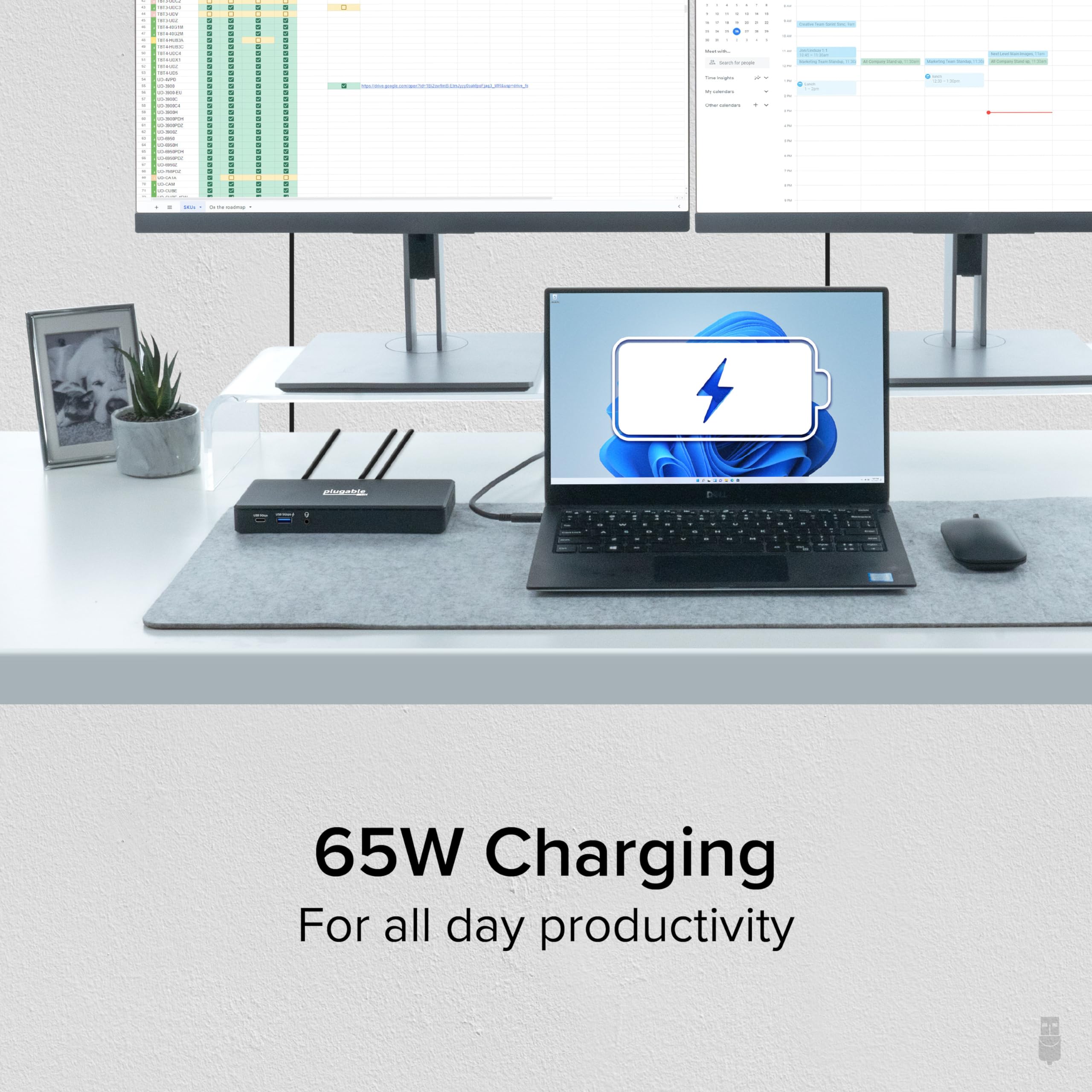 Plugable USB C Docking Station Dual Monitor with 2 HDMI Ports & Power Delivery - 4K UHD for Windows & ChromeOS - 1x USB-C, 3x USB-A, Gigabit Ethernet, Audio Jack - Driverless (UD-MSTH2) - Perfect for Home Office & Remote Work Setup