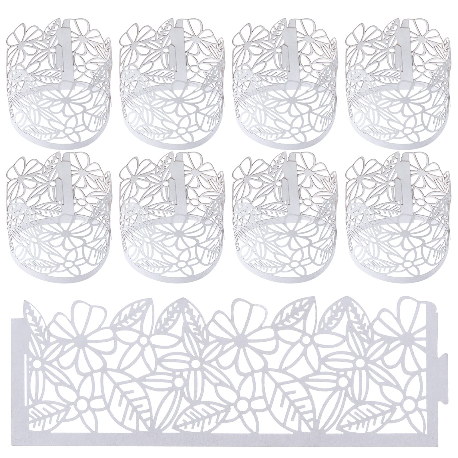 50Pcs White LED Tea Light Candle Wraps - Hollow Cylindrical Paper Lampshade Holders for Votive Candles | Wedding Centerpiece Decor, Party & Home Decoration, Romantic Ambiance Lighting