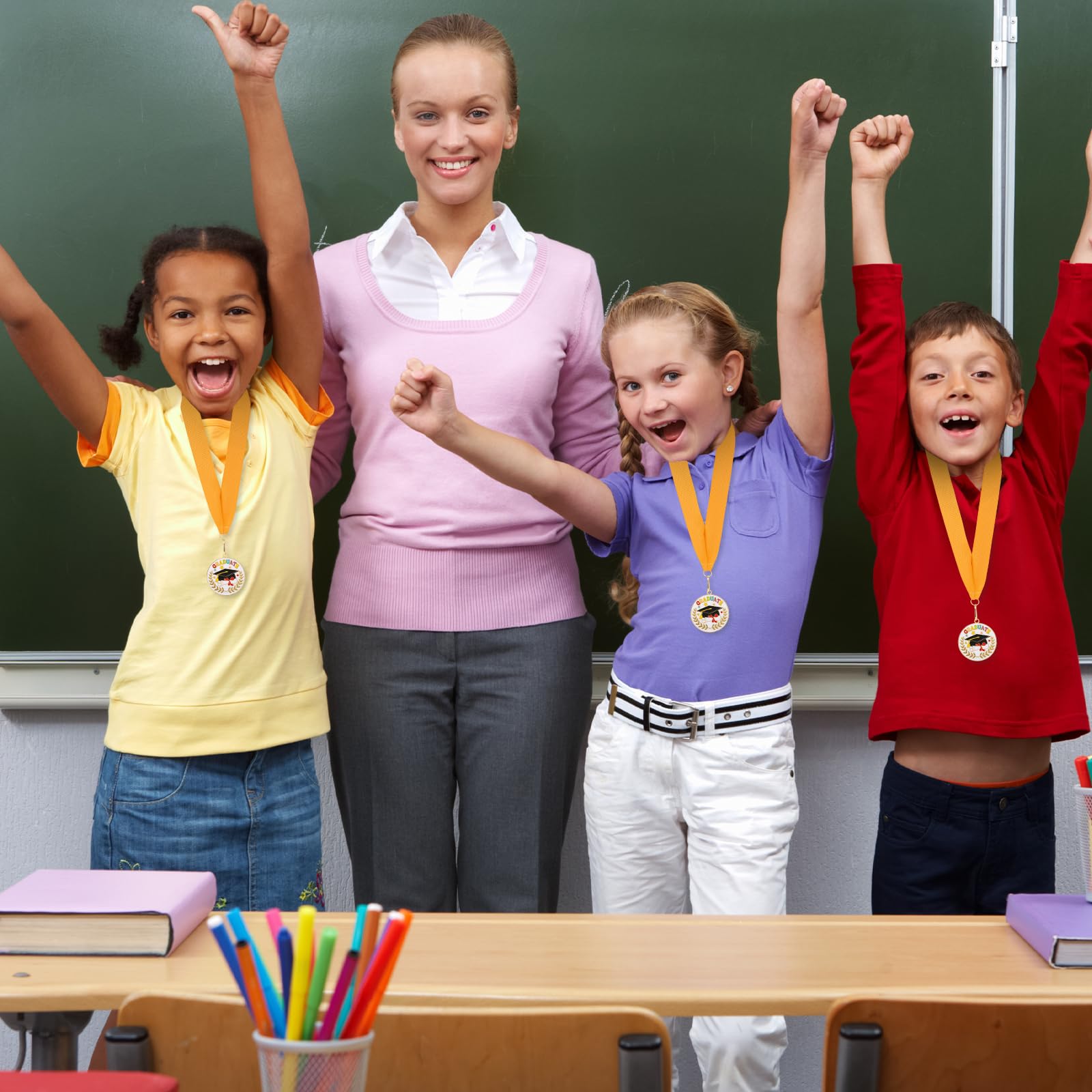 Kindergarten Graduation Medal for Kids - Preschool & Pre-K Award Medals with Neck Ribbon - 2 Inch Metal Graduation Party Favors - Perfect for School Ceremonies, Student Achievements & End-of-Year Celebrations
