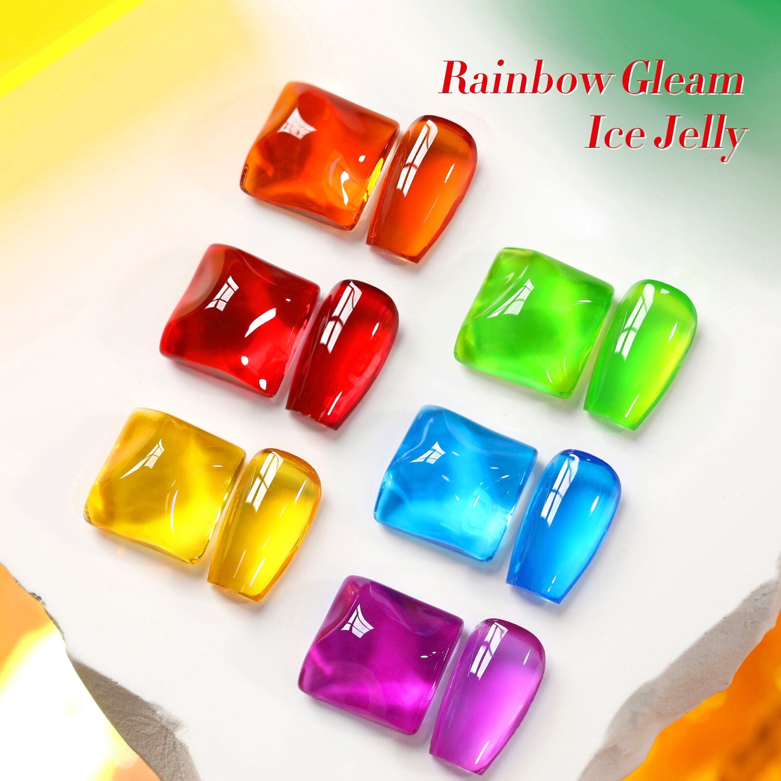 6 Colors Ice Jelly Gel Polish Set - 7ml Rainbow Gleam Nail Art Kit for DIY Manicure at Home or Salon