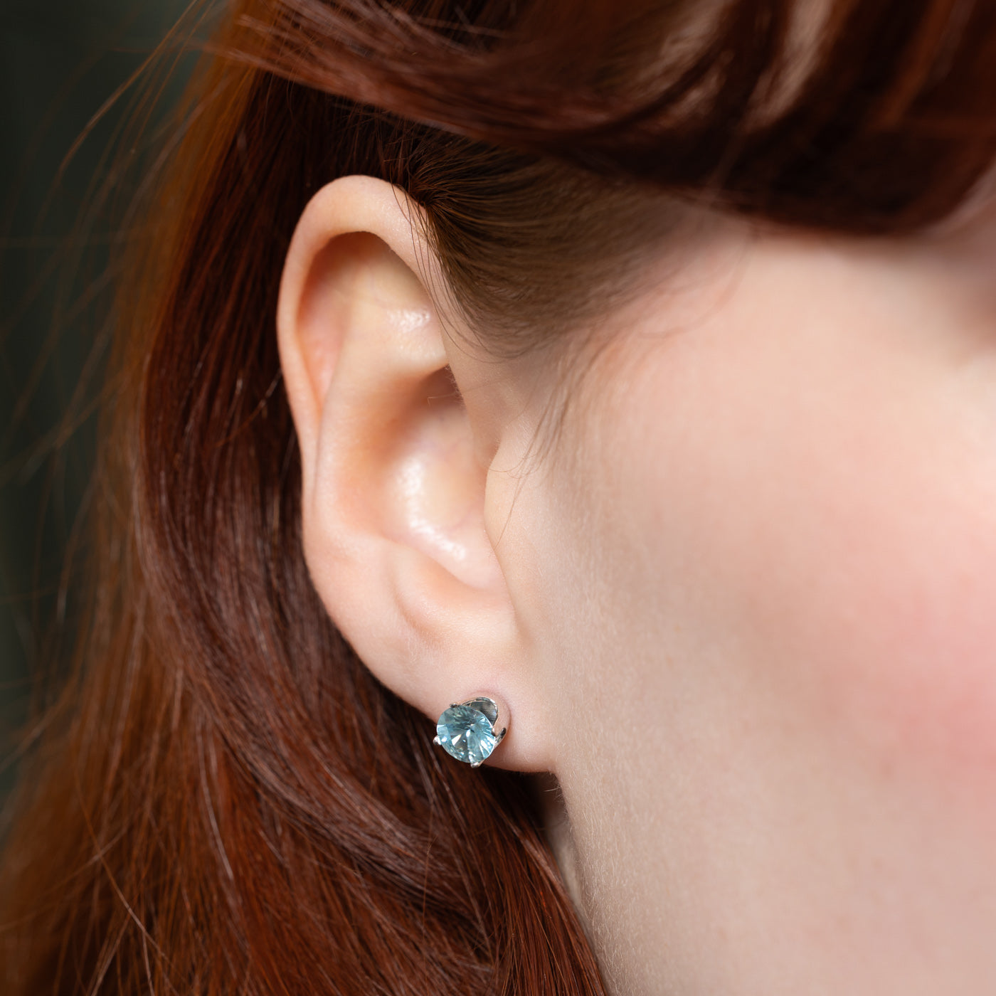 14K Gold Blue Zircon Stud Earrings - 2.00ctw Natural Gemstone Jewelry for Women, Perfect for Weddings, Parties & Everyday Wear