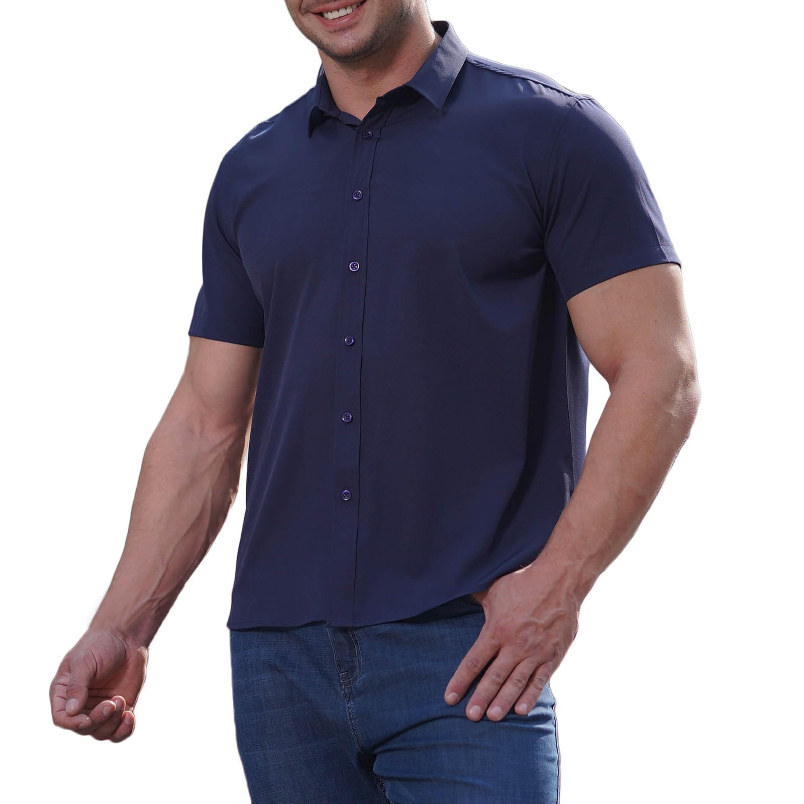 Men's Short Sleeve Button Down Dress Shirts - Wrinkle Free Business Casual Work Shirts for Summer 2024 | Office Wear & Formal Occasions