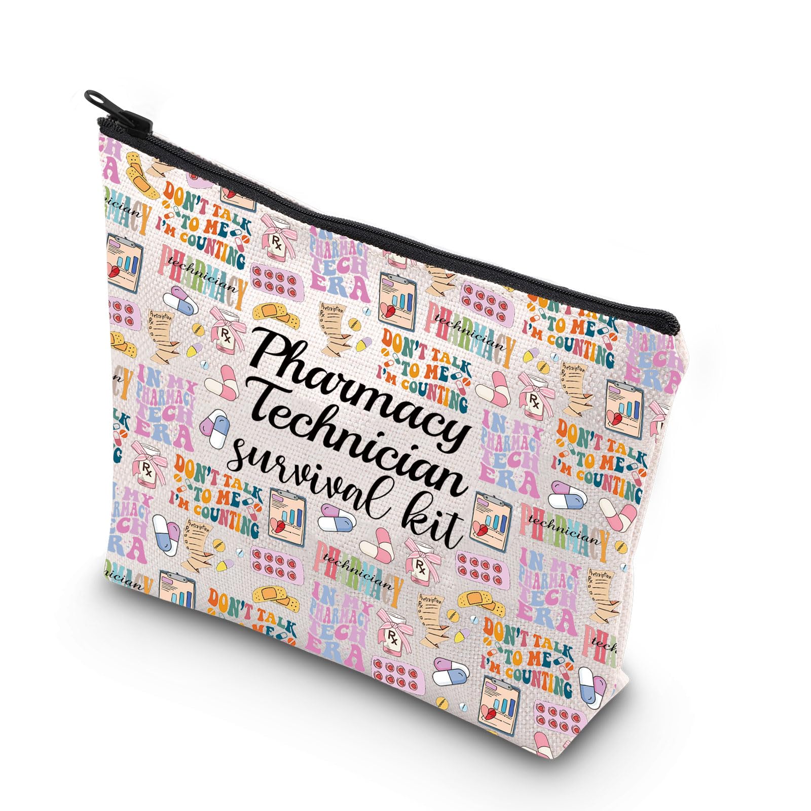 Funny Pharmacy Technician Survival Kit - Zipper Pouch & Makeup Bag Gift for Pharmacists & RX Techs | Perfect for Work, School & Medical Conferences (Pharmacy Era Design)