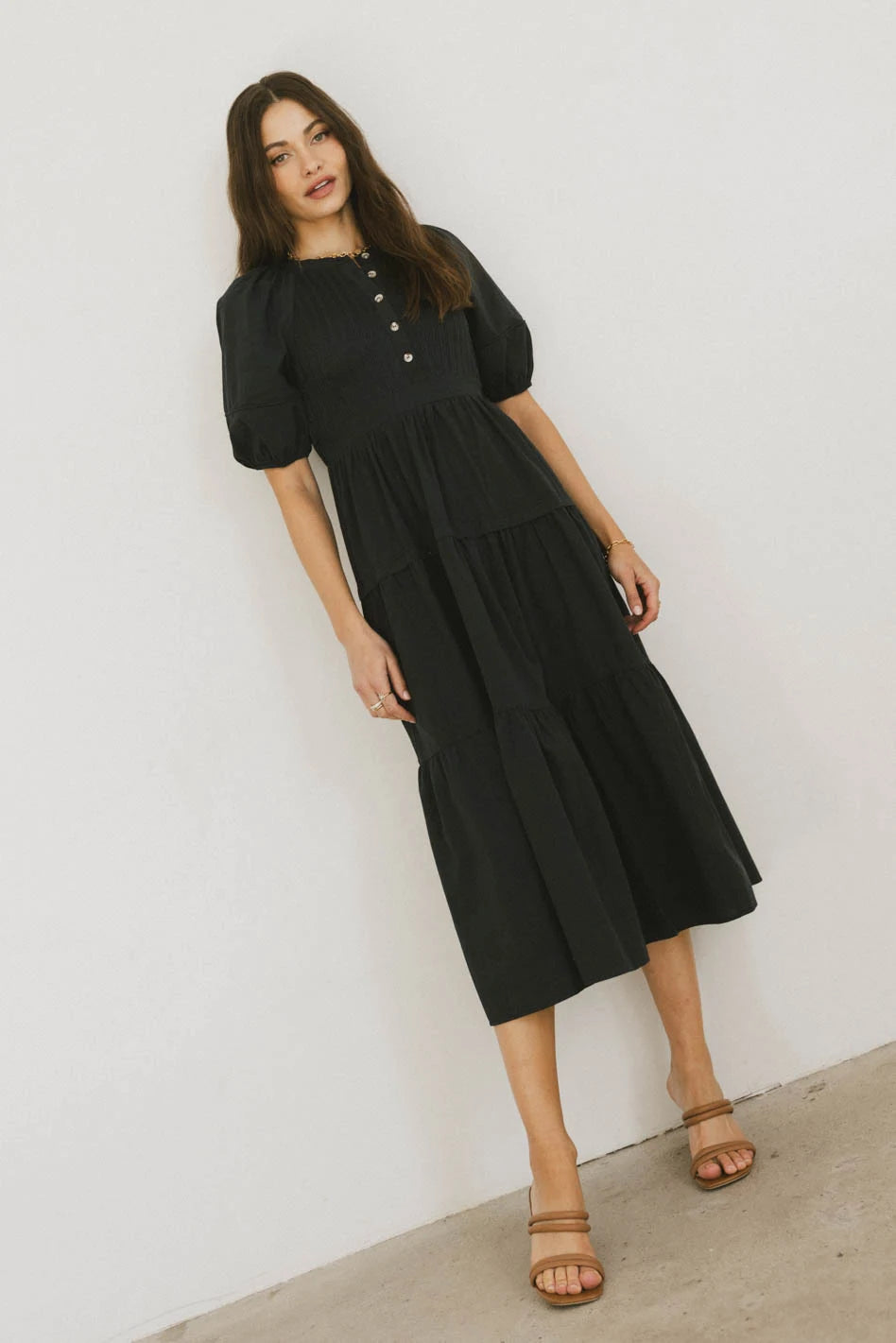 Leandra Navy Blue Midi Dress for Women - Elegant & Comfortable Summer Dress for Casual Outings, Parties & Office Wear