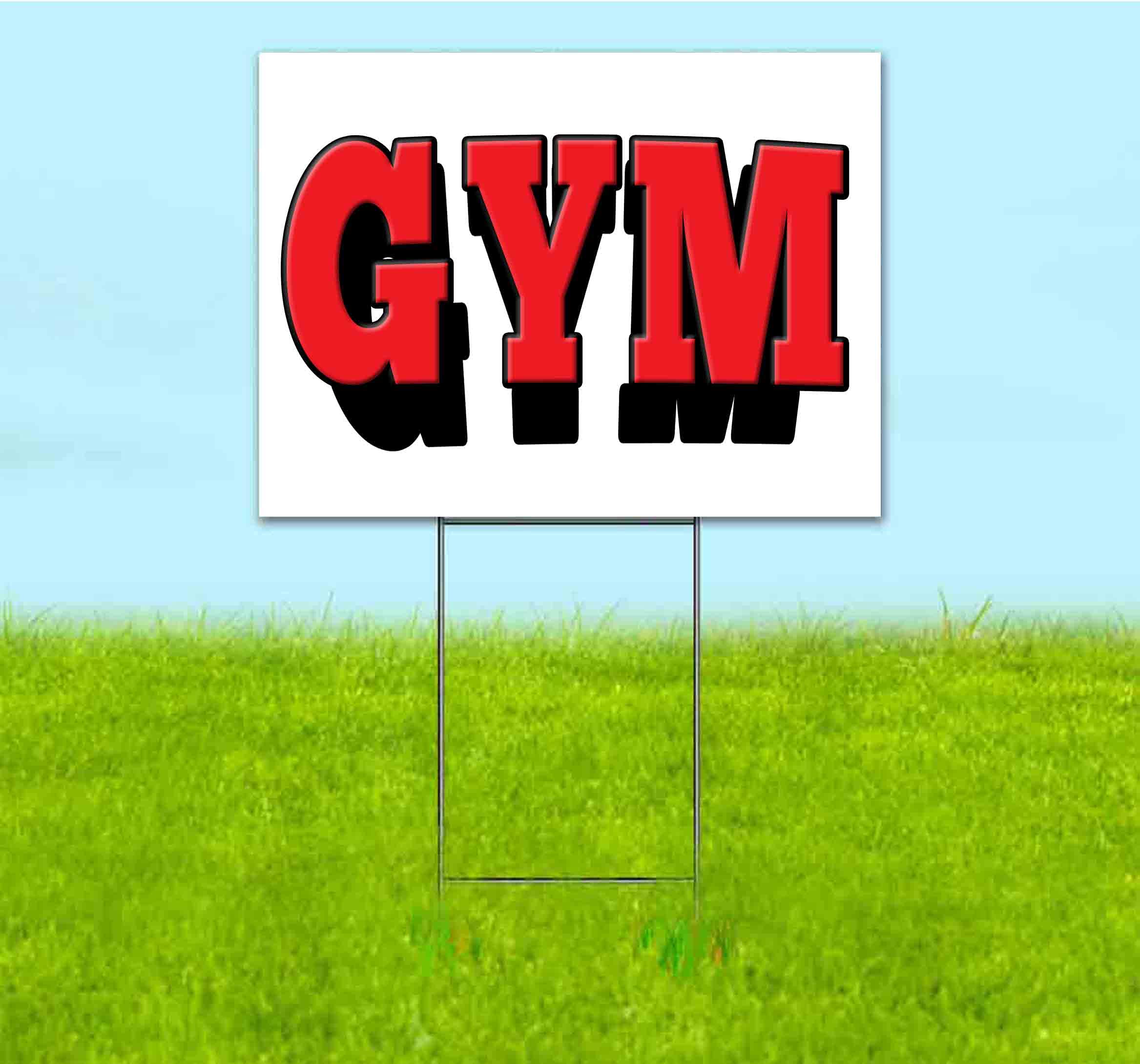 Gym Red 18x24 Inch Yard Sign with Metal Step Stake - Bulk Discounts & Multi-Packs Available | Durable Outdoor Advertising Sign for Businesses, Events & Political Campaigns | Made in USA