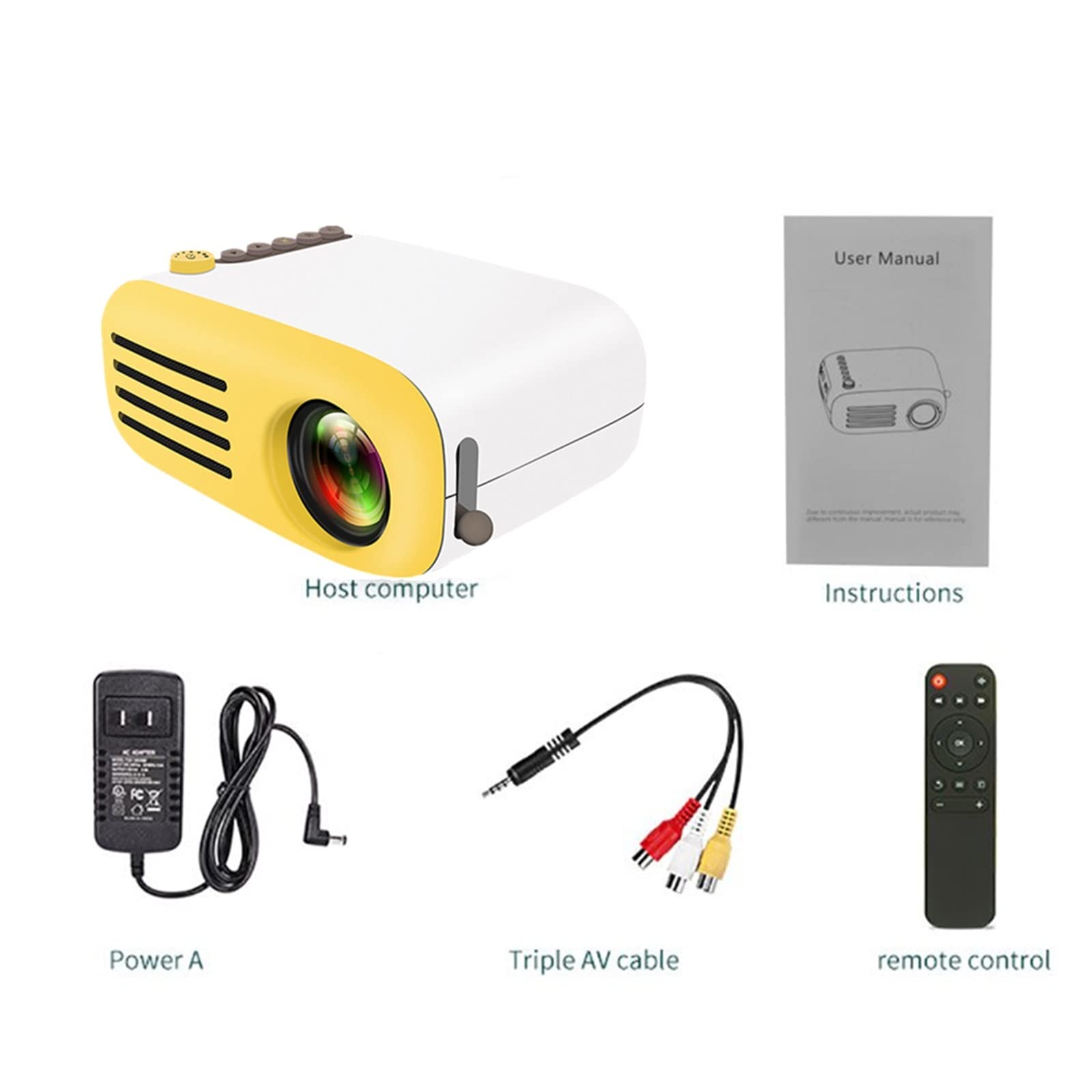 SVIOR 800 Lumens LED Mini Projector with 480x272 Resolution - USB Compatible Home Theater Projector for Movies & Gaming (Yellow, UK Plug) | Perfect for Bedroom, Outdoor Camping & Office Presentations