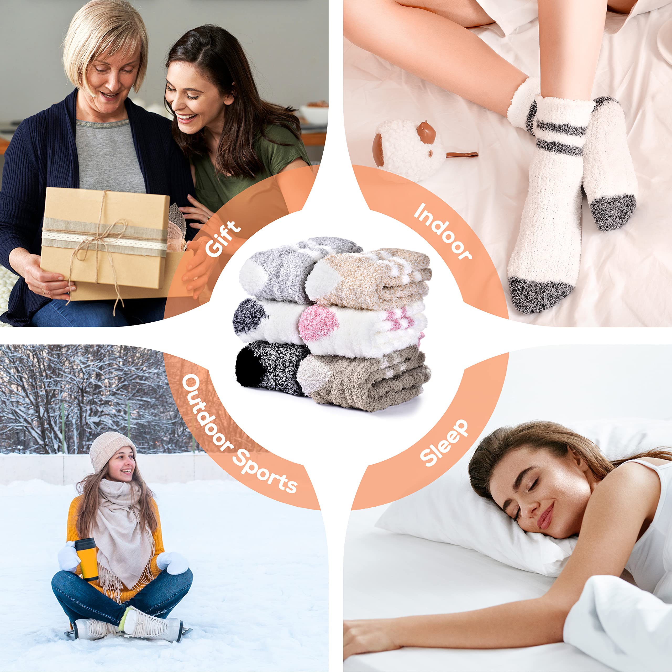 Women's Fuzzy Cozy Slipper Socks - Ultra Soft Warm Winter Socks for Indoor & Outdoor Use - Perfect for Home, Office, and Travel Comfort