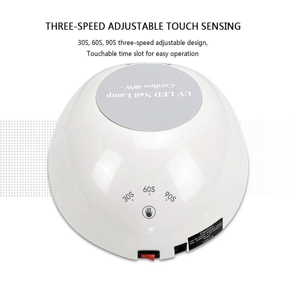 48W Rechargeable UV LED Nail Lamp - Cordless Gel Polish Curing Light with 33 LED Bulbs & 30/60/90s Timer Settings | Perfect for Home Manicures, Salon Nail Art & Professional Gel Polish Applications