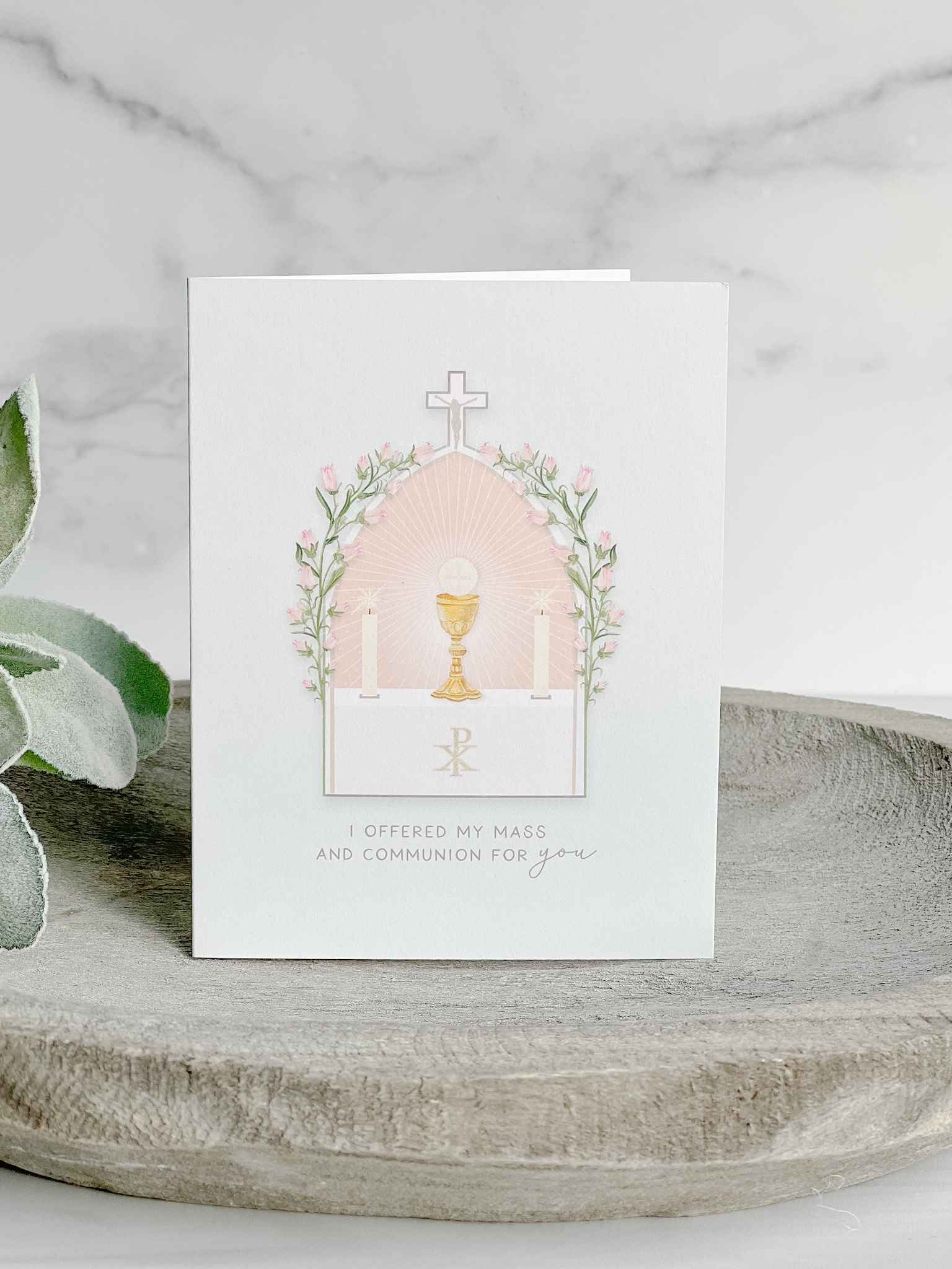 I Prayed For You at Mass Card - Set of 4 Religious Greeting Cards for Catholic Prayer & Encouragement - Perfect for Church, Baptism, First Communion & Sympathy Gifts