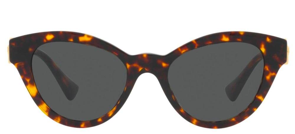 Versace VE 4435 Havana Acetate Butterfly Sunglasses - Dark Gray Solid Color Lens | Luxury Designer Shades for Women & Men | Perfect for Beach, Driving & Fashion Outfits