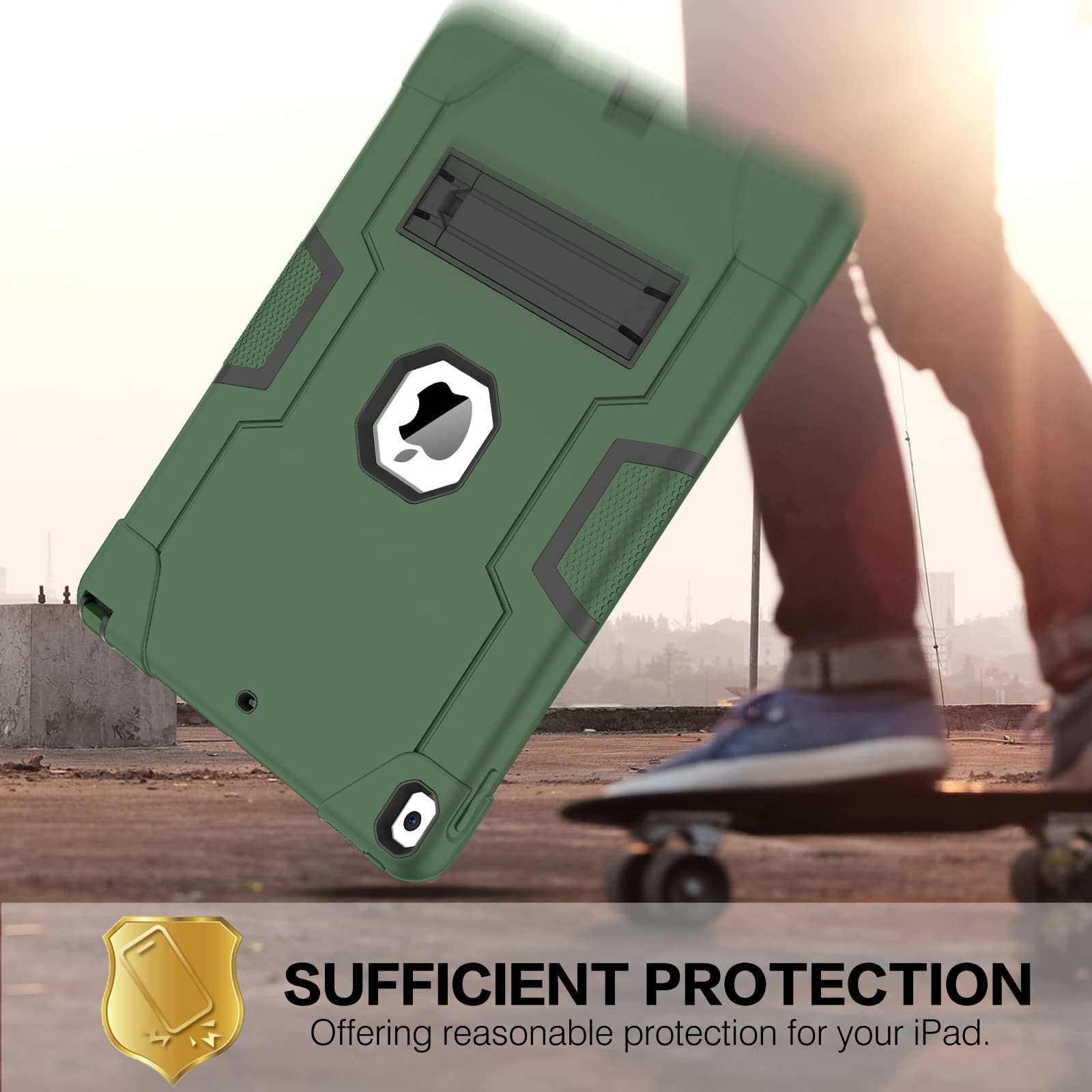 BENTOBEN Heavy Duty Shockproof Case for iPad Air 3 (10.5-inch 2019) & iPad Pro 10.5 (2017) - 3-Layer Rugged Protective Cover with Kickstand, Dark Green | Perfect for Work, Travel & Outdoor Adventures