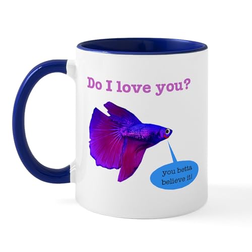 White/Navy Inside - Betta Fish Mug