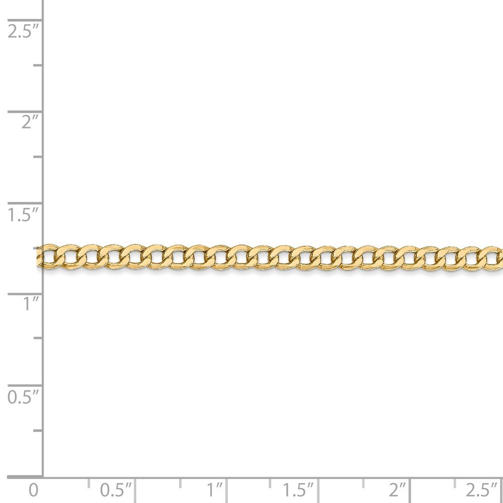 14K Yellow Gold 3.35mm Semi-Solid Curb Link Chain Bracelet - 7 Inch Length, Durable & Elegant Jewelry for Women, Perfect for Daily Wear, Gifts & Special Occasions