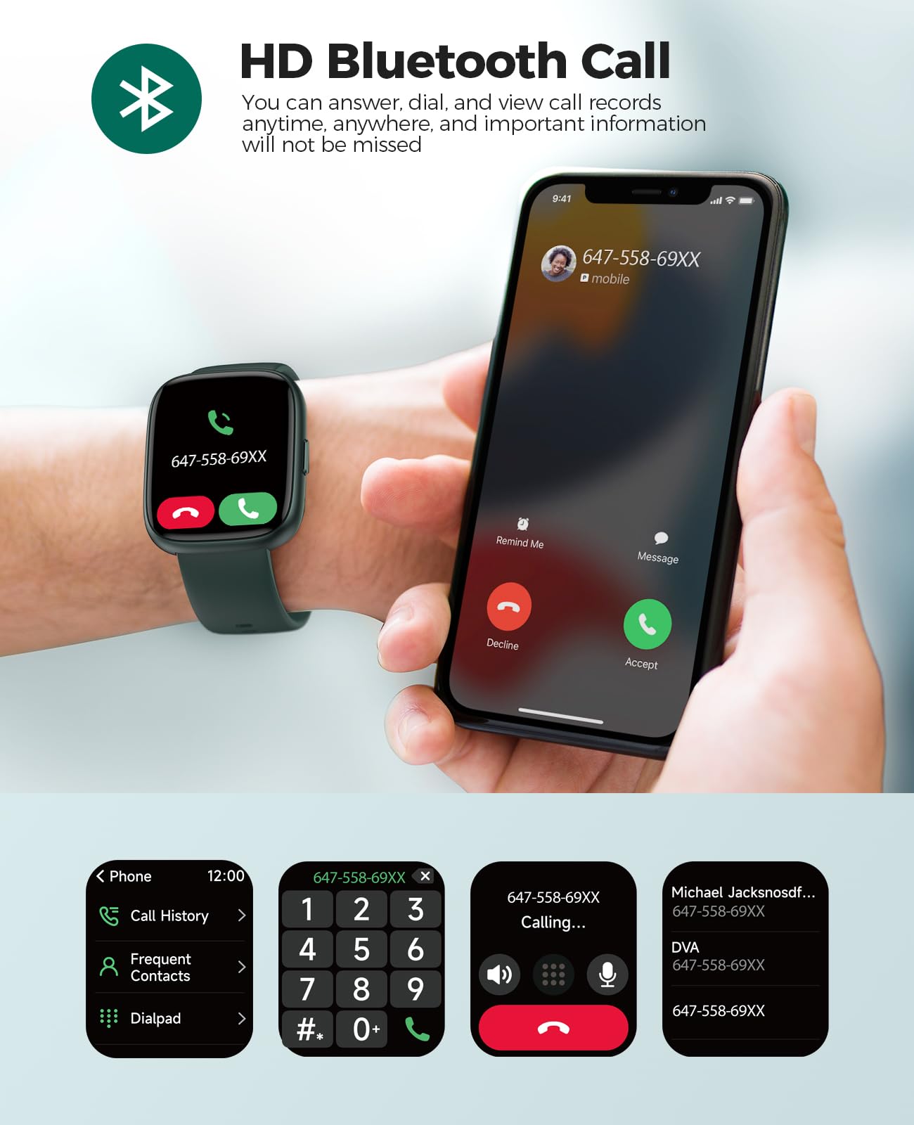 Smart Watch with Alexa Built-in, Fitness Tracker for Women & Men - Compatible with Android & iPhone, IP68 Waterproof, Heart Rate/Sleep/Stress Monitor, 100+ Sports Modes - Perfect for Running, Swimming & Daily Activity Tracking (Green)