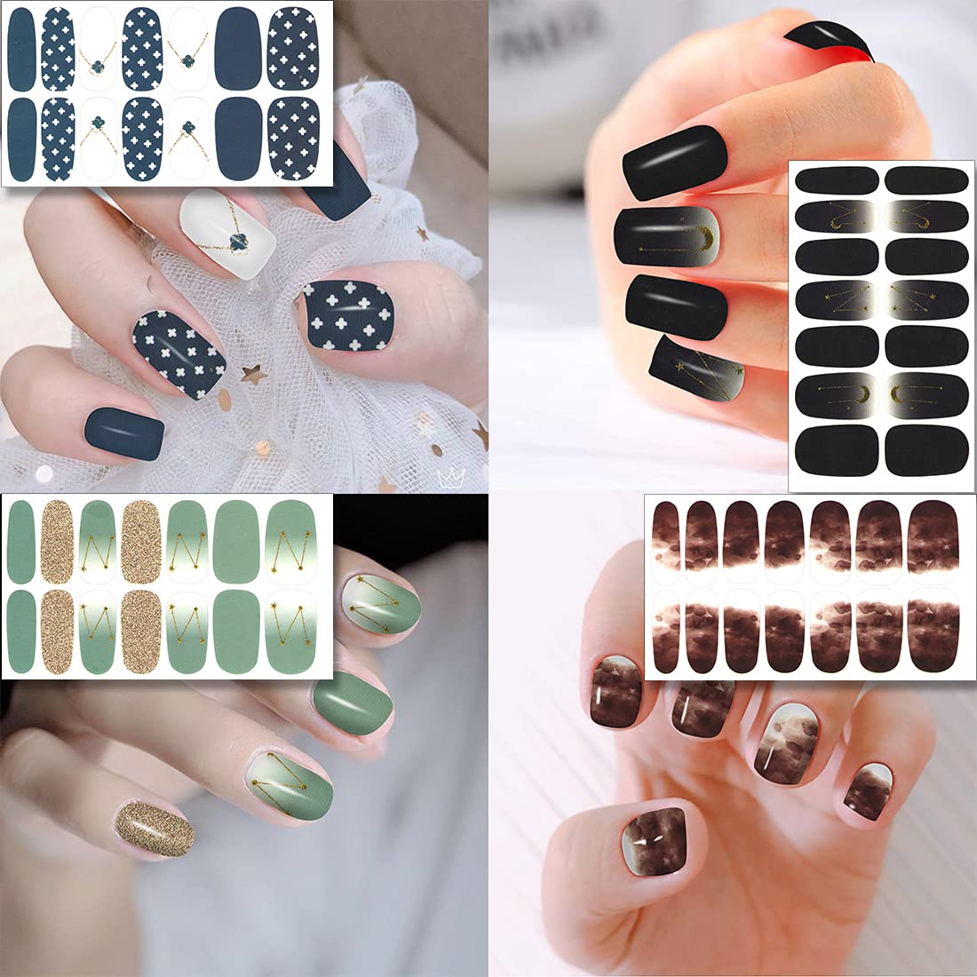 30 Sheets Glitter Nail Strips - Sequin Gold Foil Design Self-Adhesive Nail Polish Stickers, Blooming Gradient Color Nail Wraps for Women, Nail Art Kit with Nail File - Perfect for Parties, Weddings & Special Occasions