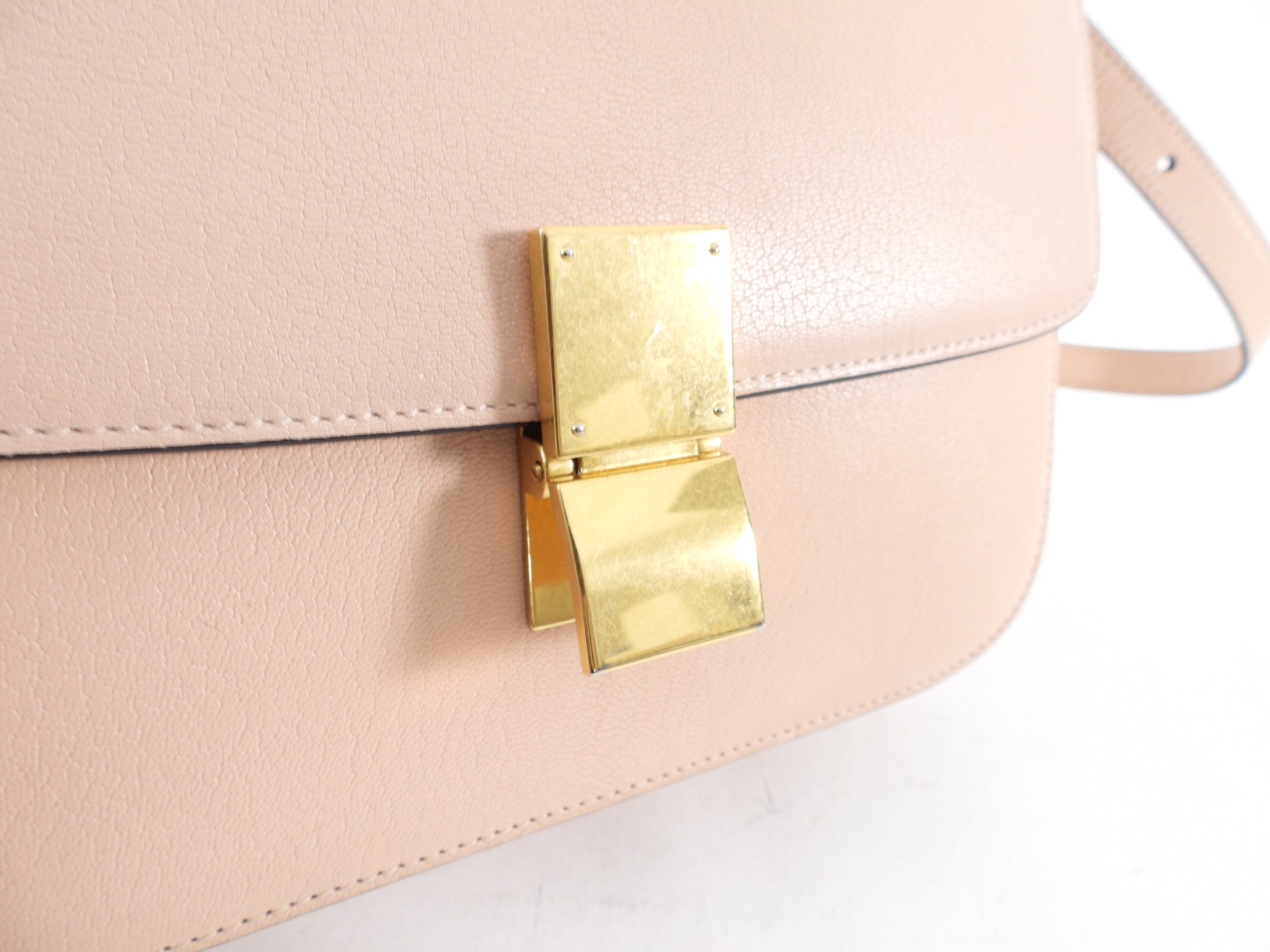 Celine Nude Calfskin Leather Medium Classic Box Bag - Luxury Designer Handbag for Women | Perfect for Work, Evening Events & Everyday Use