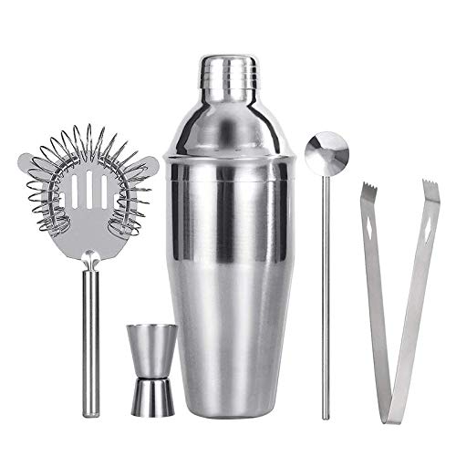Premium Stainless Steel Cocktail Shaker Set - 550ml Bartender Kit with Jigger, Bar Spoon & Ice Tong - Professional Mixology Tools for Home Bars, Parties & Cocktail Making - Durable & Stylish Bar Accessories