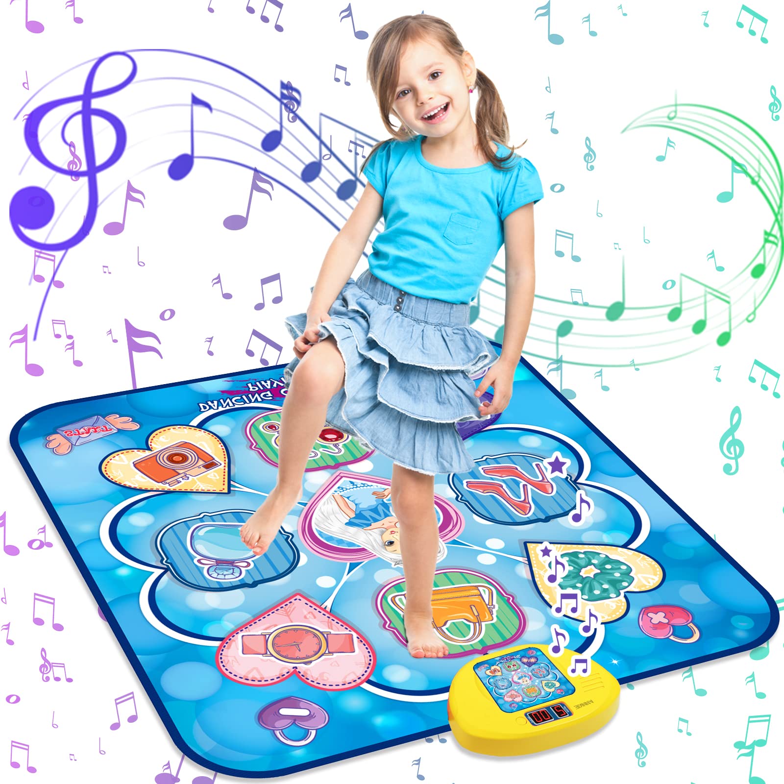 Dance Mat for Toddlers 3-5 | Princess Dance Pad with 5 Gaming Modes & LED Lights | Adjustable Volume & Built-in Music | Perfect Dance Toy Gift for Kids, Girls & Boys | Ideal for Birthday Parties & Indoor Play