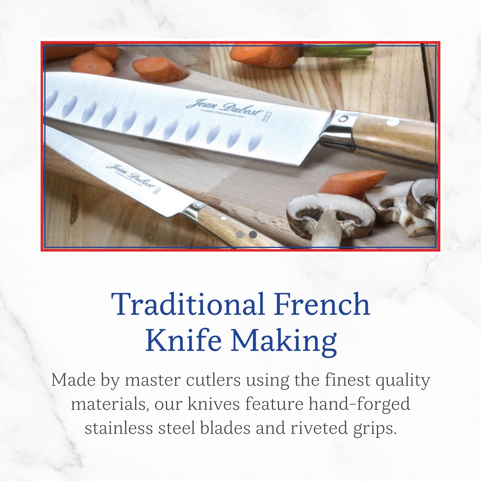 Premium Jean Dubost Laguiole 6-Piece Steak Knife Set with Ivory Handles - 1.2mm High-Carbon Stainless Steel Blades - Rust-Resistant & Durable - Includes Elegant Wooden Block - Made in France - Perfect for Fine Dining, Steakhouse Experience & Gourmet Gift Giving