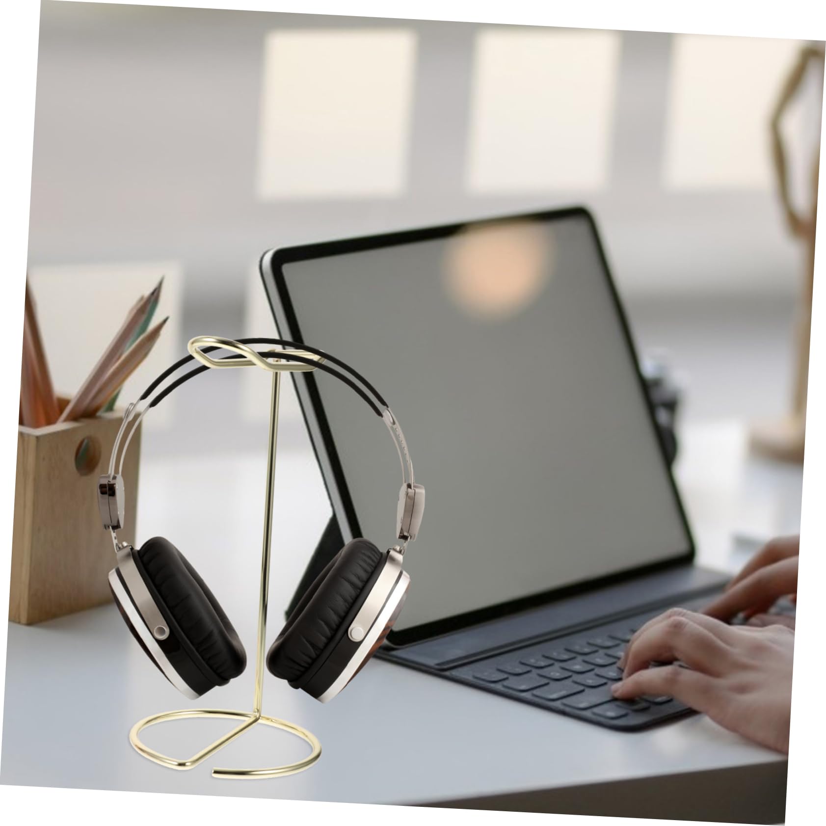 Angoily 4-Pack Metal Headphone Holder - Under Desk Headset Stand with Simple Design, Durable Iron Construction for Home & Office Use - Perfect for Gaming Setups, Workstations, and Organized Desktop Accessories