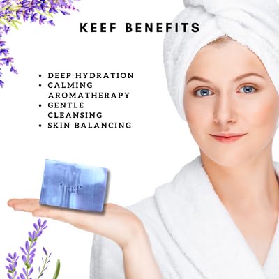 KEEF Bulgarian Lavender Soap Bar - Moisturizing Soap for Dry & Mature Skin with Lavender Essential Oil, Avocado Oil, Coconut Oil & Jojoba Oil - Perfect for Relaxing Bath, Spa Day & Sensitive Skin Care