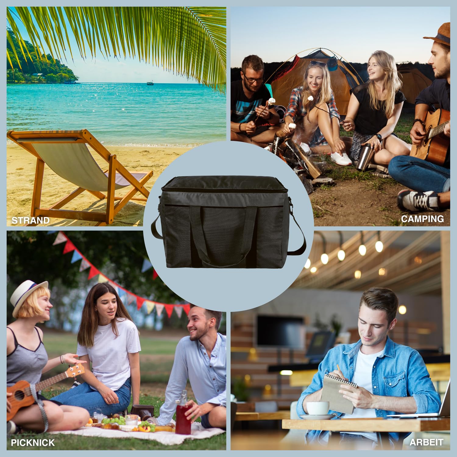 XXL Insulated Cooler Bag for Drinks & Snacks, 25L/45L Picnic Lunch Bag for Camping, Travel, Beach & Outdoor Activities - Keep Food Fresh for Hours
