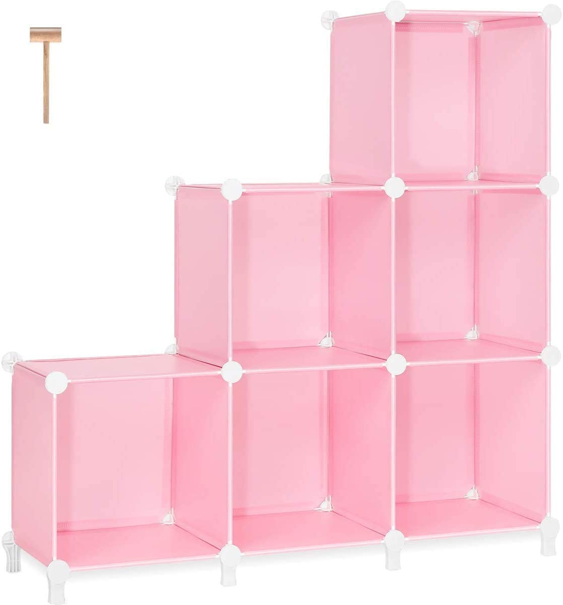 TomCare 6-Cube Closet Organizer - DIY Plastic Storage Shelves for Clothes, Books & Home Decor | Space-Saving Bookshelf & Cube Storage for Bedroom, Living Room & Office | Pink Modular Shelving Unit for Easy Organization