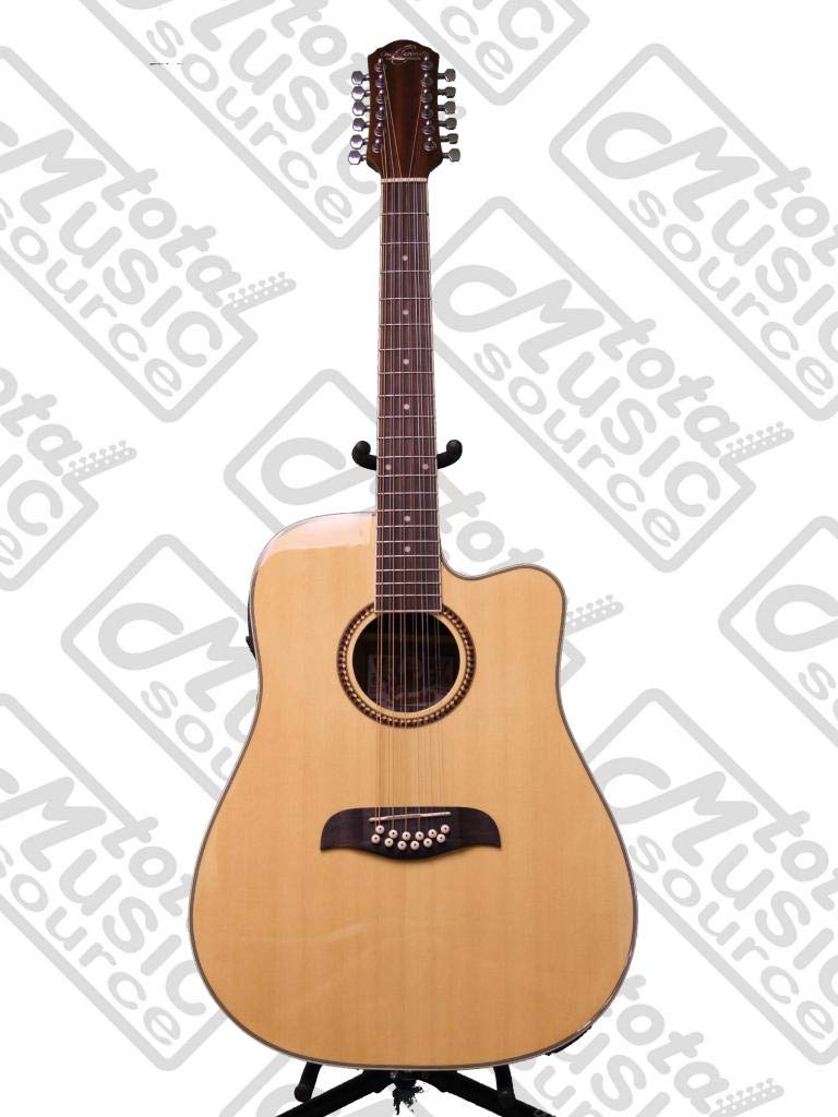Oscar Schmidt OD312CE 12 String Acoustic Electric Guitar with Free Strap - Natural Finish | Perfect for Performances, Studio Recording & Live Shows