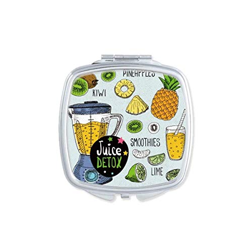 DIYthinker Kiwi Pineapple Fruit Illustration Pattern Mirror - Portable Compact Pocket Makeup Mirror with Double Sided Glass for Travel, Home & Office Use