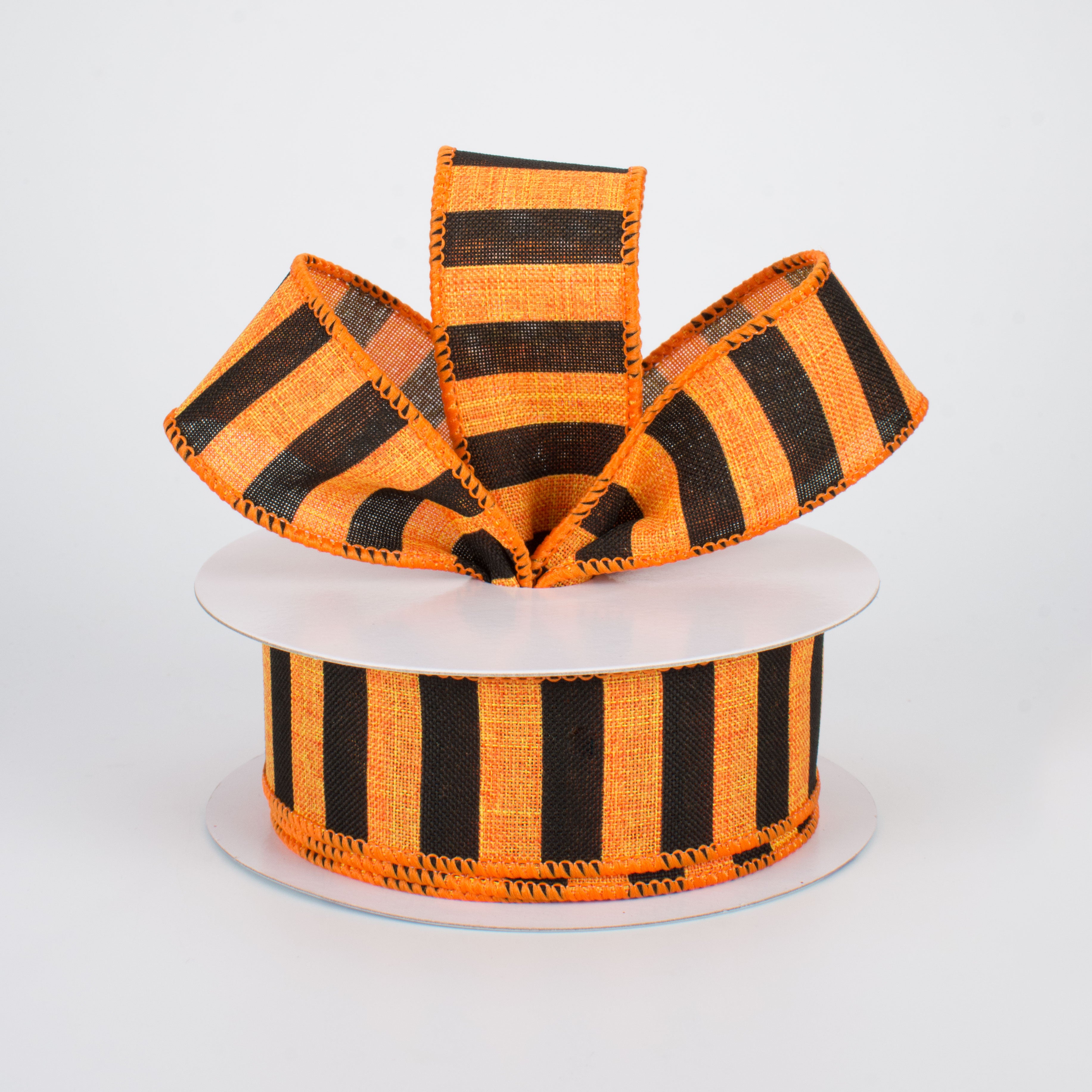 1.5 Inch Medium Stripe Canvas Ribbon - Orange & Black (10 Yards) for Gift Wrapping, DIY Crafts, and Home Decor