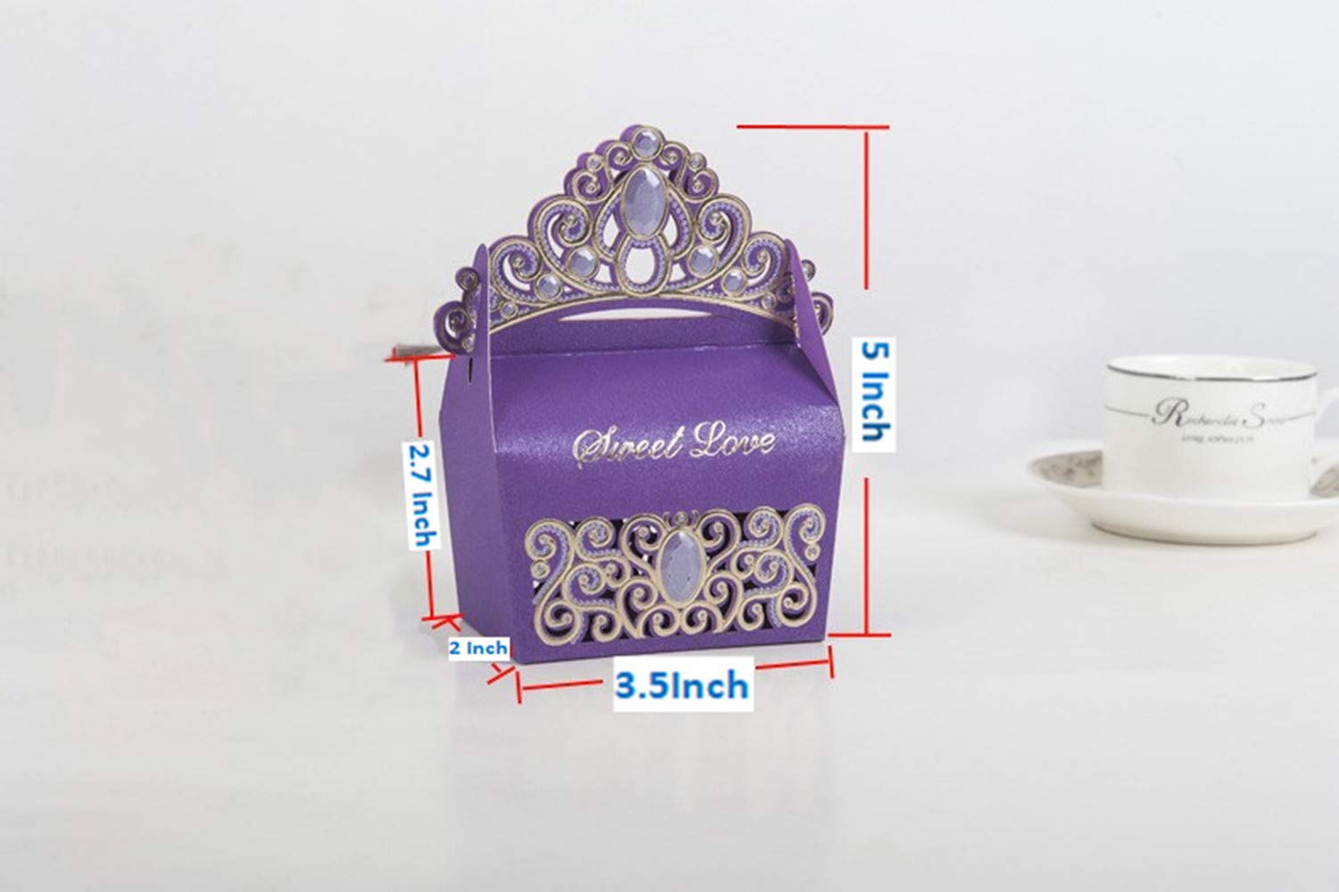Shiny Glitter Crown Favor Boxes - 30pcs Wedding, Baby Shower & Party Favors (Ivory) for Candy & Gifts