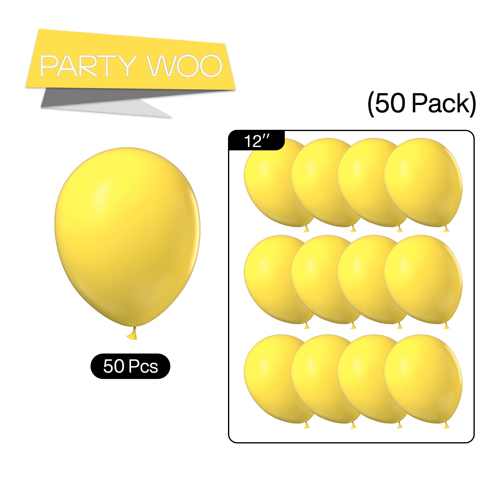 51 Pcs 12 Inch Matte Yellow Latex Balloons for Party Decorations - Balloon Garland, Balloon Arch, Birthday & Baby Shower Decor | Durable & Vibrant Yellow-Y55 Balloons for Indoor/Outdoor Events