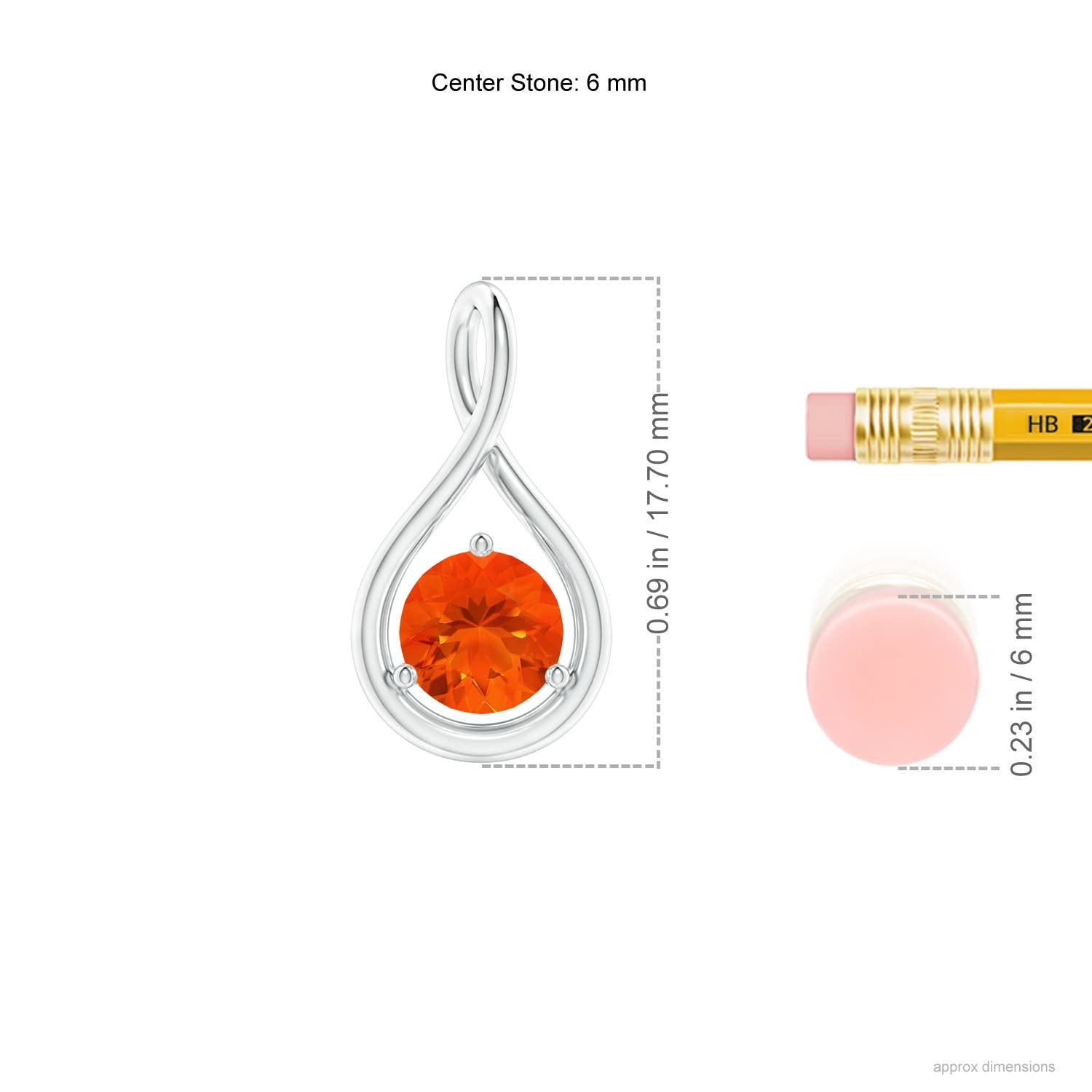 Natural Solitaire Round Fire Opal Infinity Twist Pendant in Sterling Silver/14K Gold/Platinum | Elegant Jewelry Gift for Women | Birthday, Engagement, Anniversary & Wedding Present | Perfect for Everyday Wear & Special Occasions