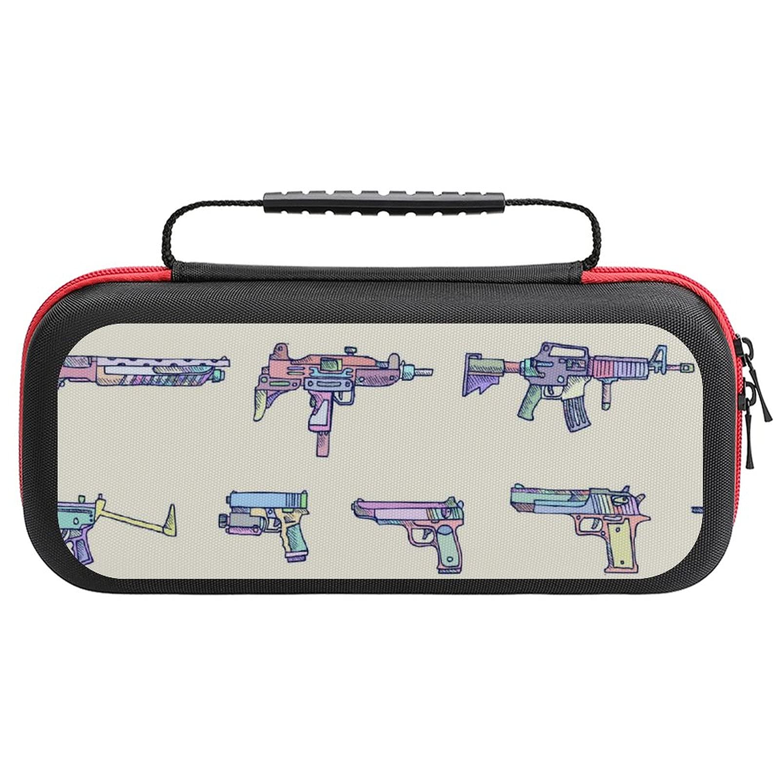 Tactical Gun Printed Carrying Case for Nintendo Switch Lite - Durable Travel Storage Bag with Accessories Pouch | Perfect for Gaming On-The-Go & Outdoor Adventures