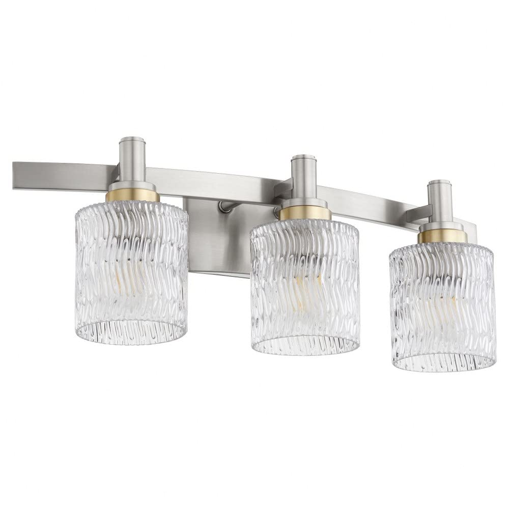 Stadium Collection 3-Light Transitional Vanity Light in Pewter, Nickel & Silver Finish - Perfect for Bathroom, Bedroom & Dressing Room Lighting