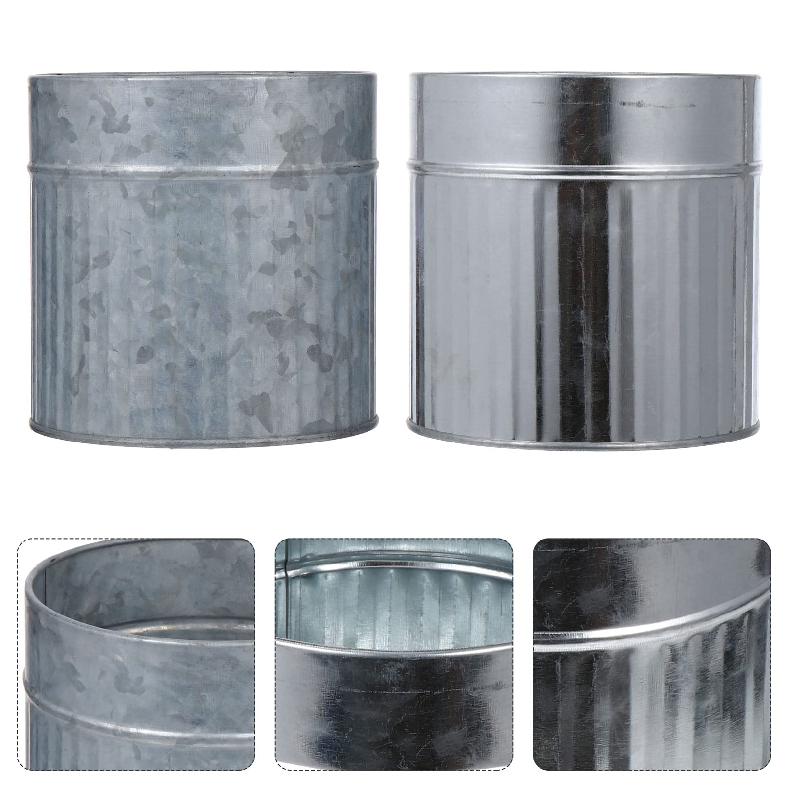 2-Pack Galvanized Metal Flower Pots - French Farmhouse Style Bucket Planter for Succulents, Cactus, Dried Flowers | Rustic Home Decor, Dining Table Centerpiece, Wedding & Garden Decorations