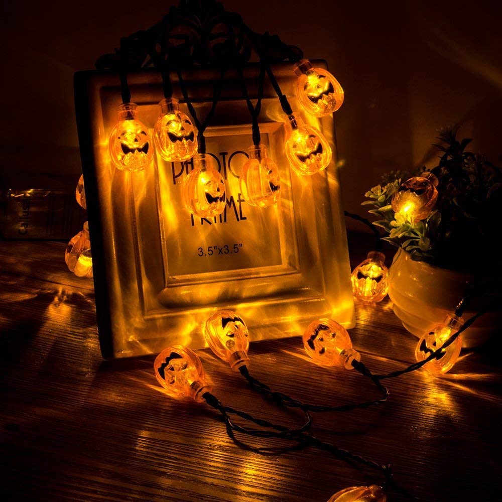 Halloween LED String Lights - 30 Orange Pumpkin Lights, 20ft for Outdoor Patio & Garden Parties (8 Modes, IP65)