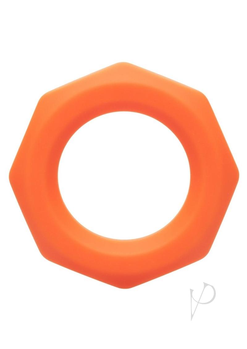 Alpha Liquid Silicone Sexagon Cock Ring - Stretchy & Comfortable Orange Cock Ring for Men - Enhance Intimacy & Pleasure During Sex