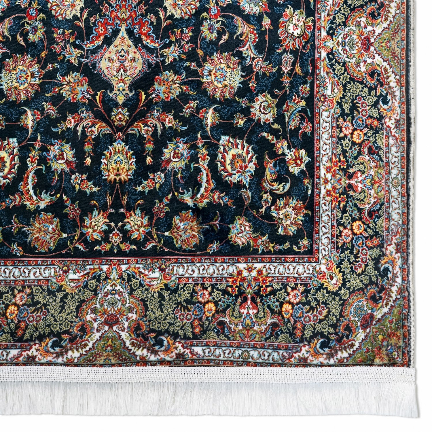 Premium Muslim Prayer Rug - Black & Floral Design Islamic Prayer Mat for Home, Mosque & Travel | Non-Slip & Portable for Daily Salah Prayers