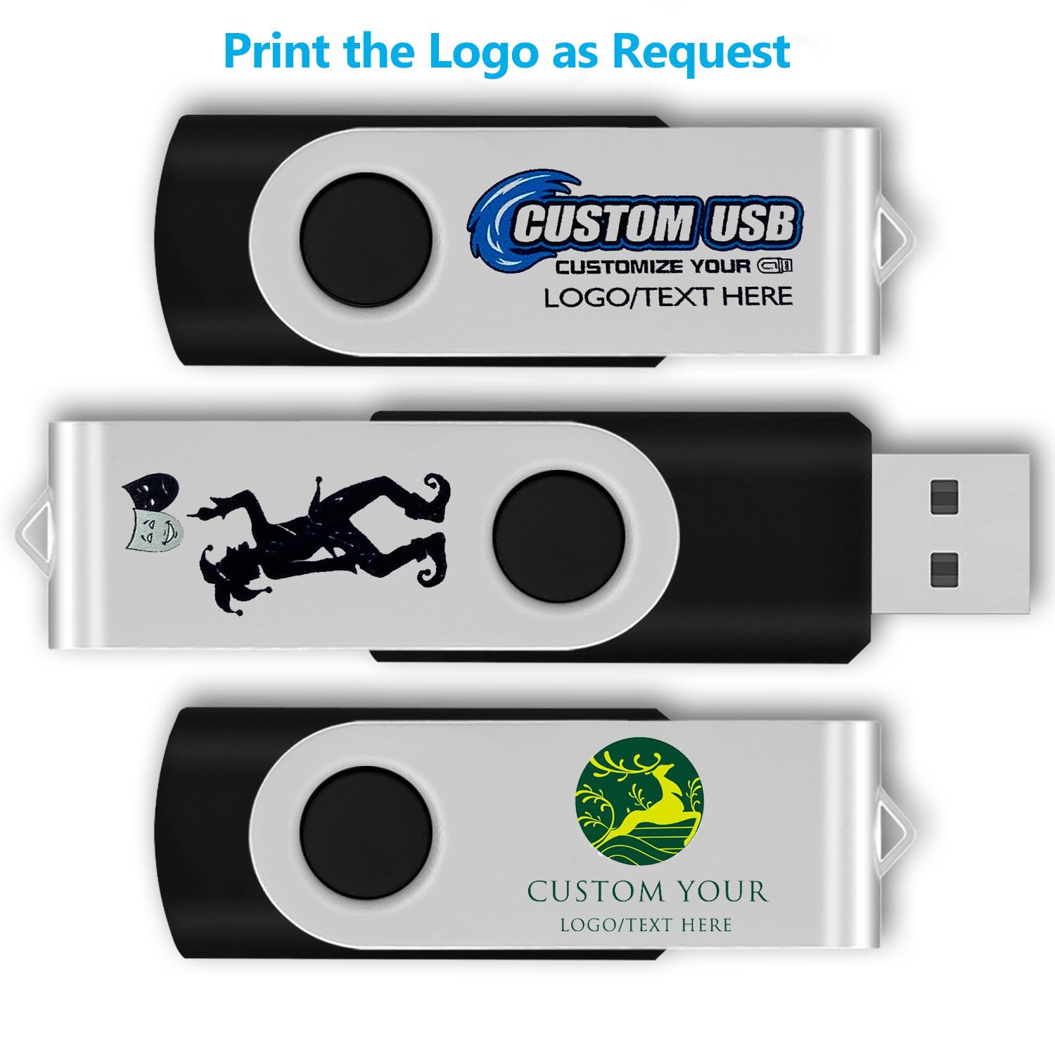 Custom USB Flash Drives 2GB 100 Pack - Personalized Bulk USB 2.0 Thumb Drives with Mixed Colors - Ideal for Promotional Gifts, Business Events & School Projects